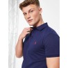 Polo Ralph Lauren slim fit pique polo with red player logo in washed navy