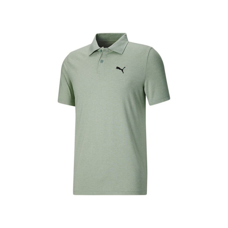 Puma Essentials Heather Small Logo Short Sleeve Polo Shirt Mens Green Casual 679