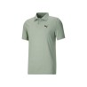 Puma Essentials Heather Small Logo Short Sleeve Polo Shirt Mens Green Casual 679