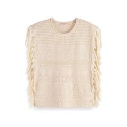 SCOTCH & SODA Pointelle Stitch With Fringing sleeveless T-shirt