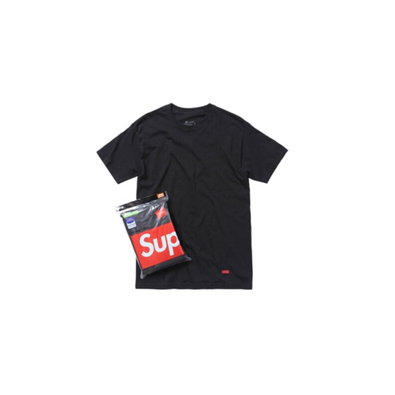 Футболки Supreme Hanes Tagless (3 шт.) черные T 3