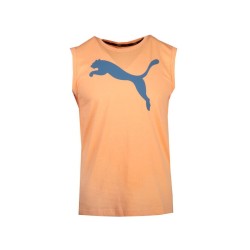 Puma Essentials Logo Crew Neck Sleeveless T-Shirt Mens Orange Casual Tops 587875